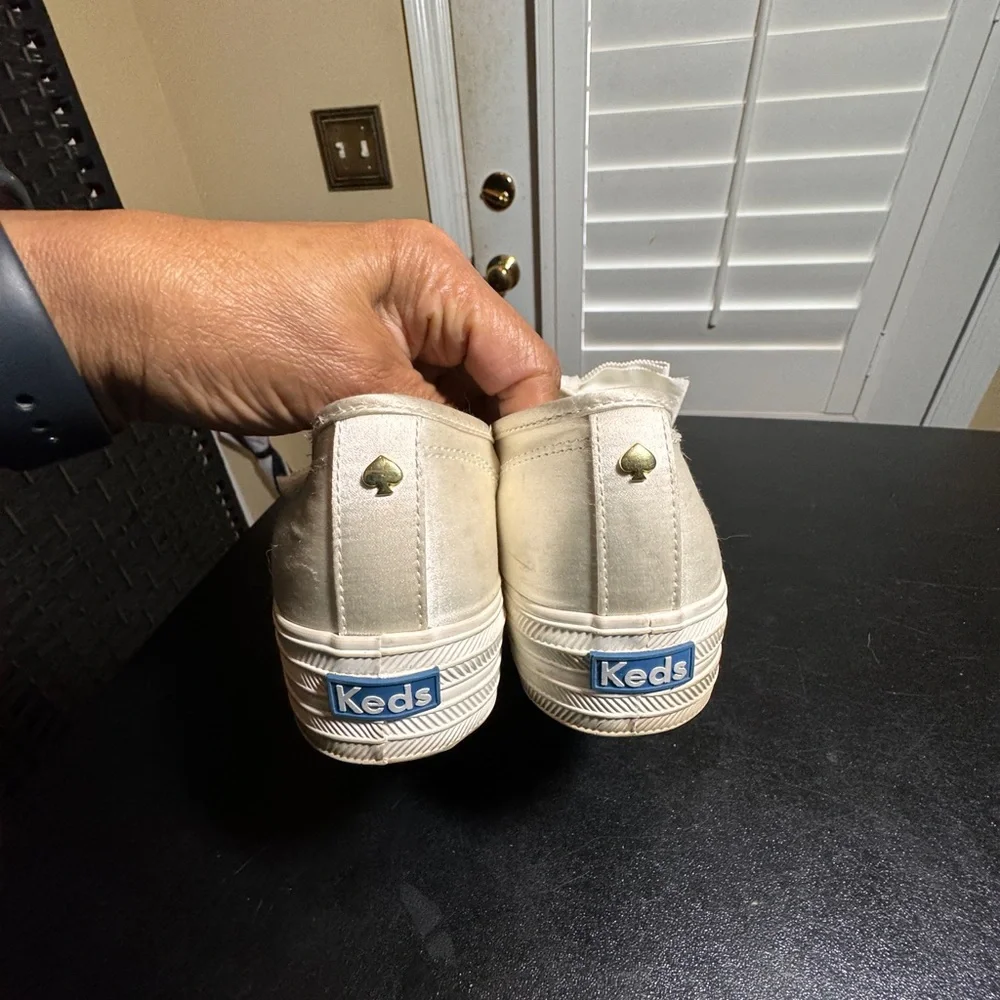 Kate Spade  ked’s satin bow slip on sneakers 9.5